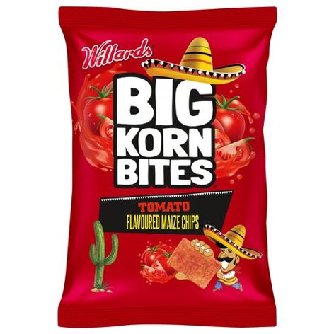 Willards Big Korn Bites Tomato Flavour Maize Chips - 120g