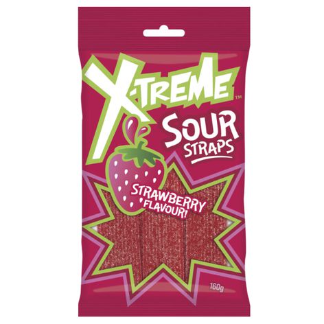 X-Treme Strawberry Flavour Sour Straps - 160g